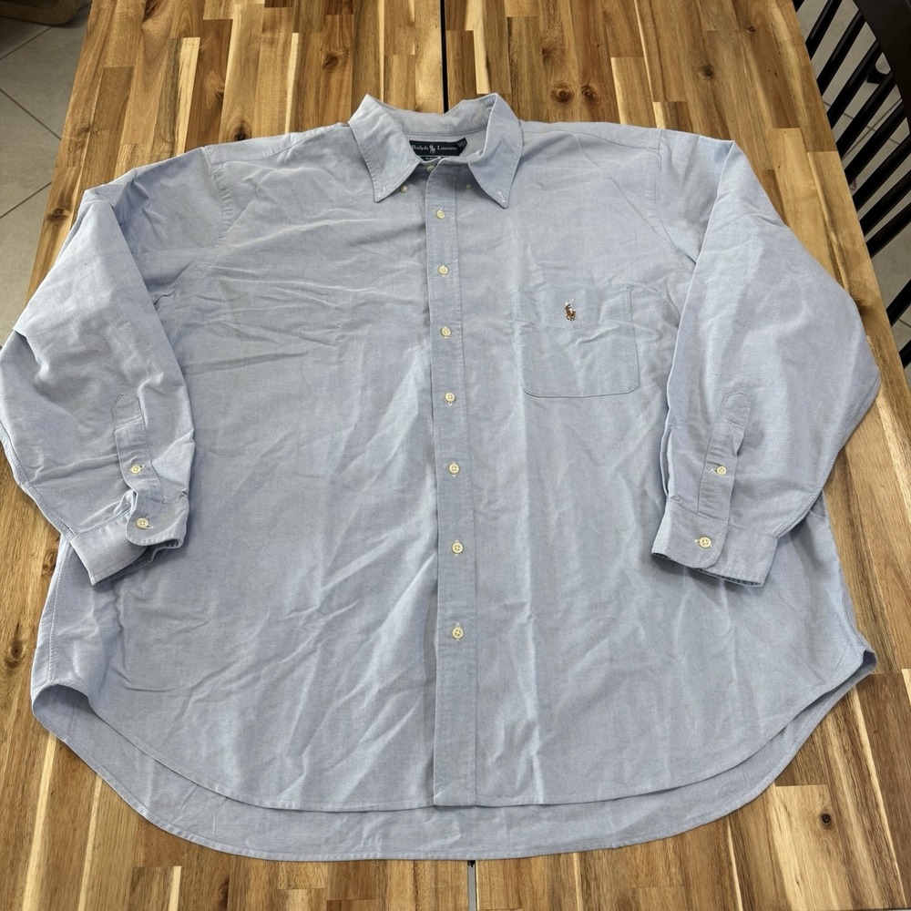 Polo Ralph Lauren Shirt Mens 3XB Blue Pony Long Sleeve Button Down Classic Fit